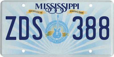 MS license plate ZDS388