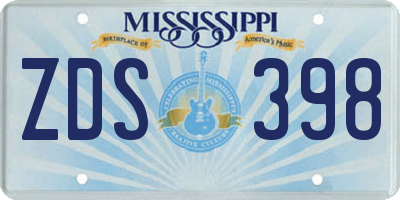 MS license plate ZDS398