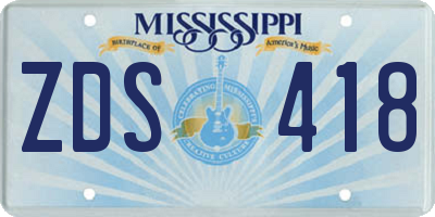 MS license plate ZDS418