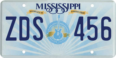MS license plate ZDS456