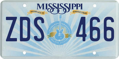 MS license plate ZDS466