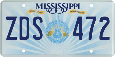 MS license plate ZDS472