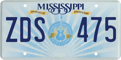 MS license plate ZDS475