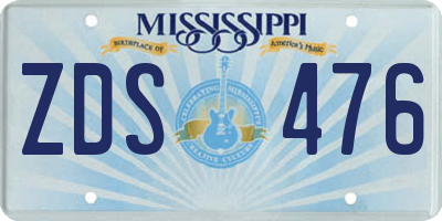 MS license plate ZDS476