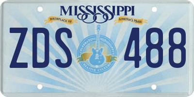 MS license plate ZDS488