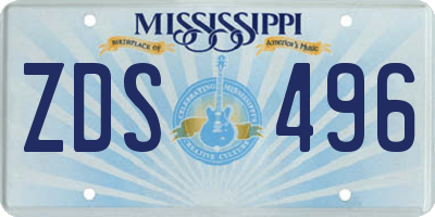 MS license plate ZDS496