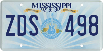 MS license plate ZDS498
