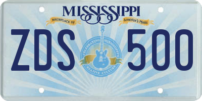 MS license plate ZDS500