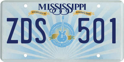 MS license plate ZDS501