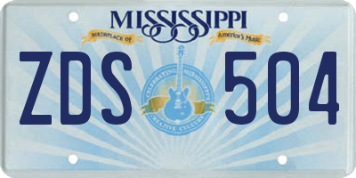 MS license plate ZDS504