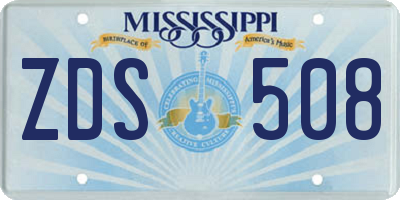 MS license plate ZDS508