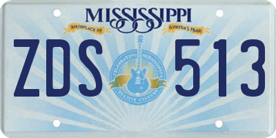 MS license plate ZDS513