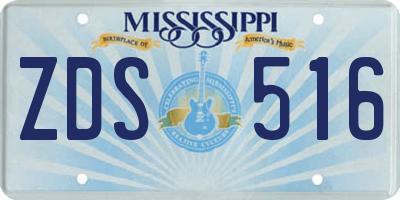 MS license plate ZDS516