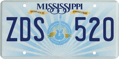 MS license plate ZDS520