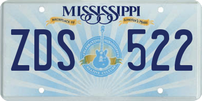 MS license plate ZDS522