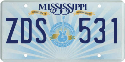 MS license plate ZDS531