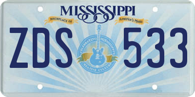 MS license plate ZDS533