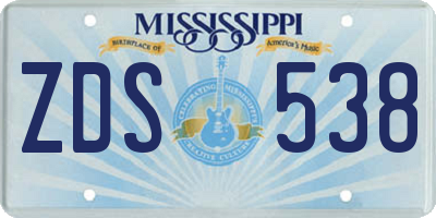 MS license plate ZDS538