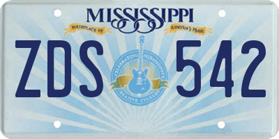 MS license plate ZDS542