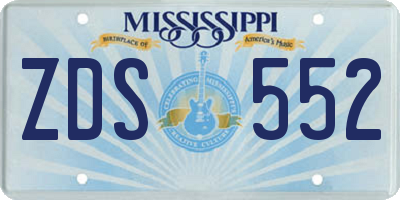 MS license plate ZDS552