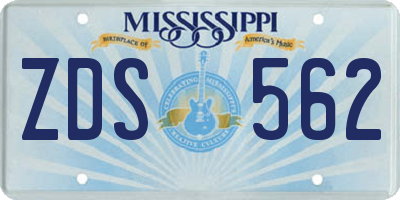 MS license plate ZDS562