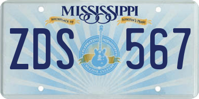 MS license plate ZDS567