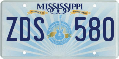 MS license plate ZDS580