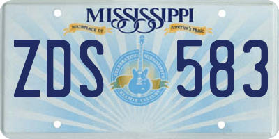 MS license plate ZDS583