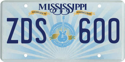 MS license plate ZDS600