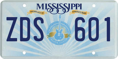 MS license plate ZDS601