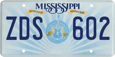 MS license plate ZDS602