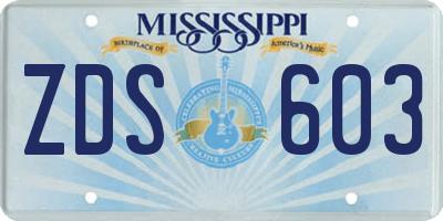 MS license plate ZDS603