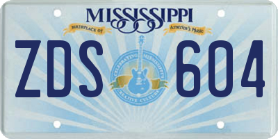 MS license plate ZDS604