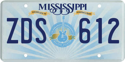 MS license plate ZDS612