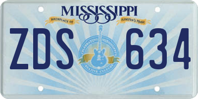 MS license plate ZDS634