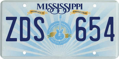 MS license plate ZDS654