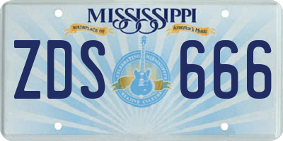 MS license plate ZDS666