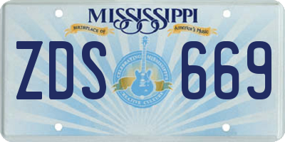 MS license plate ZDS669