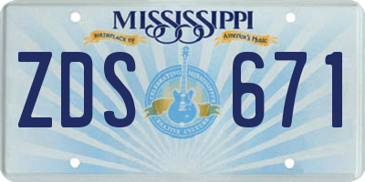 MS license plate ZDS671