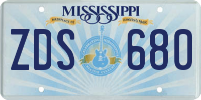 MS license plate ZDS680
