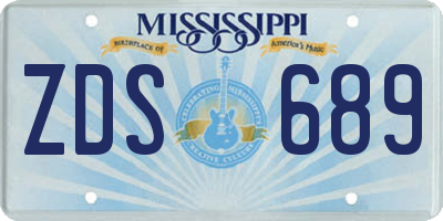 MS license plate ZDS689