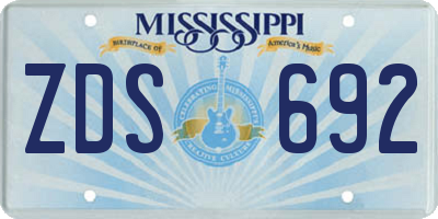MS license plate ZDS692