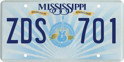 MS license plate ZDS701