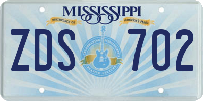 MS license plate ZDS702