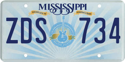 MS license plate ZDS734