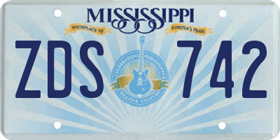 MS license plate ZDS742