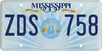 MS license plate ZDS758