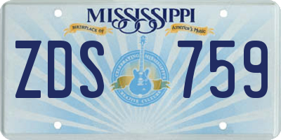 MS license plate ZDS759