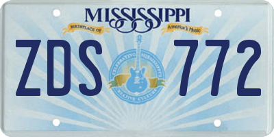 MS license plate ZDS772