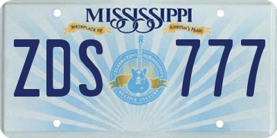 MS license plate ZDS777